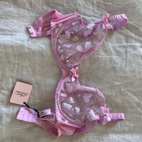 Agent Provocateur Pink Milena Plunge Lace Sheer Underwire Bra- NWT - Picture 9 of 11